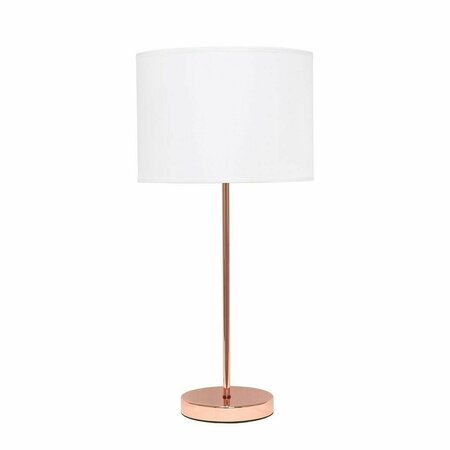 LIGHTING BUSINESS Rose Gold Stick Lamp with Fabric Shade, White LI2752325